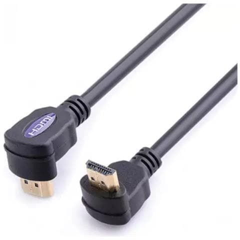 Cavo HDMI Full HD 2x 90° ad Alta Velocità con Ethernet 2m - Nero - Foto 1