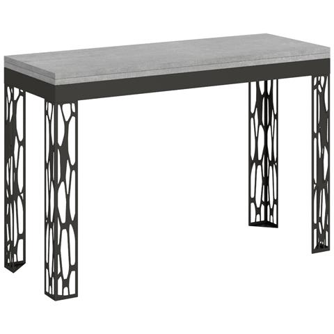 Tavolo Apribile 120/200x45/90 Cm Ghibli Double Telaio Antracite - Cemento - Foto 4