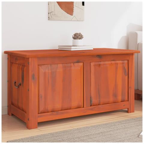 Cassapanca Con Coperchio Marrone In Legno Massello Di Acacia - Foto 1