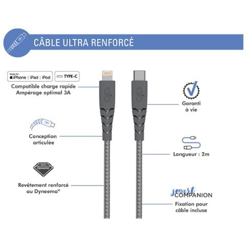 Cavo Usb C/lightning Ultra Rinforzato 2m - 3a, Grigio - Foto 2