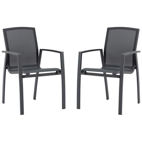 Set Di 2 Sedie Da Giardino Impilabili In Alluminio E Textilene - Foto 4