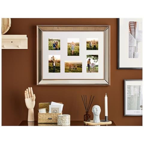 Beliani Cornice Multi Foto In Vetro Specchiato 49x44 Cm Per 5 Foto 10x15 Cm - Collage Moderno Argento - 2