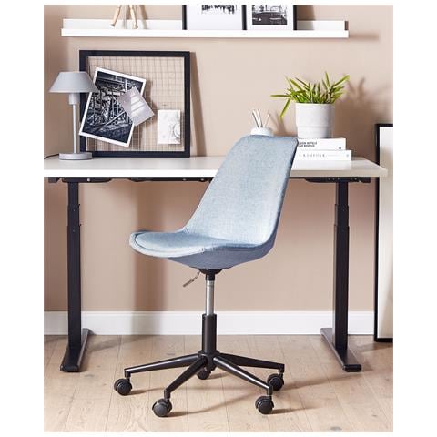 Sedia Da Scrivania Dakota Tessuto Azzurro - Foto 8