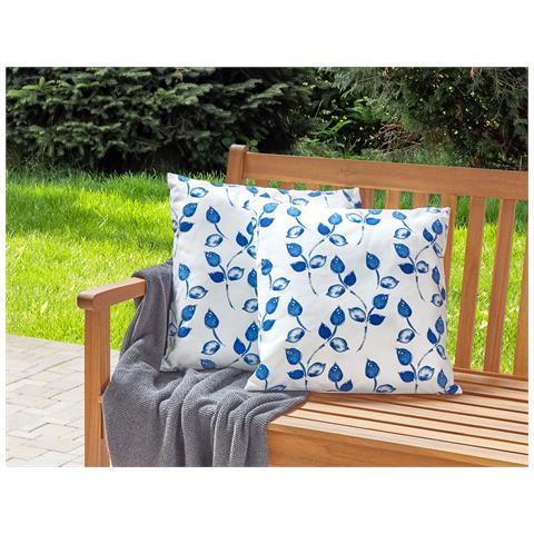 Set Di 2 Cuscini Tessuto Bianco E Blu 45 X 45 Cm Torbora - Foto 1