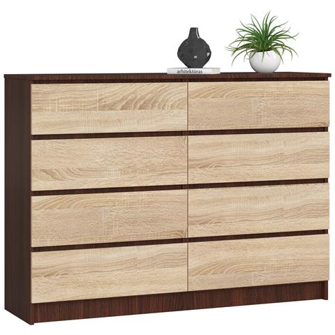 Cassettiera K140, 8 cassetti, 138x40x99 cm, Colore Weng? e Sonoma Quercia - Foto 1