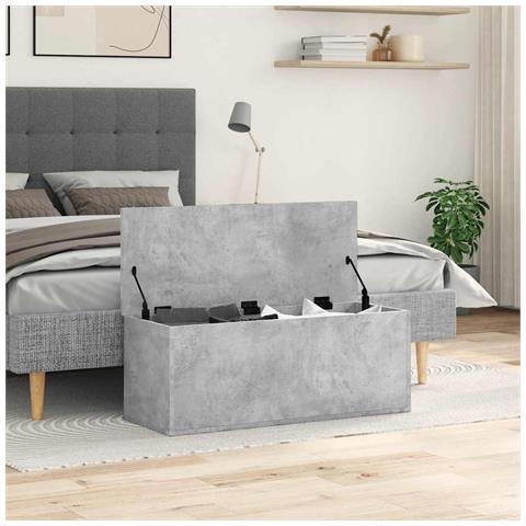 Contenitore Portaoggetti Grigio Cemento 90x35x35cm Truciolato - Foto 10