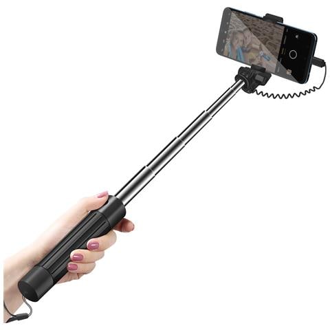 Selfie Stick Usb-c Con Specchietto Integrato E Tasto Otturatore, Nero - Foto 1