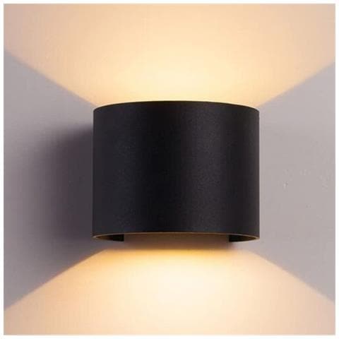 Applique Led Cob Lampada Parete 20w Ovale Nero Luce Calda Interno Esterno 19 - Foto 1