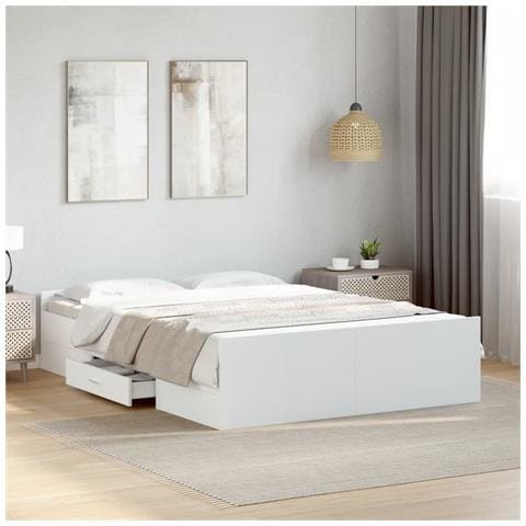 Giroletto con Cassetti Bianco 120x200 cm in Legno Multistrato - Foto 1