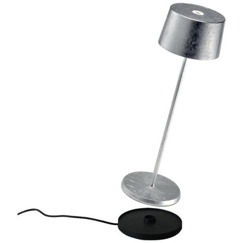 Lampada A Led Da Tavolo Olivia Pro Foglia Argento Ricaricabile E Dimmerabile - Foto 1
