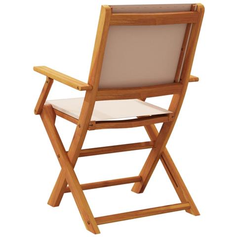 Sedie Giardino Pieghevoli 4pz Tortora Tessuto e Legno Massello - Foto 2