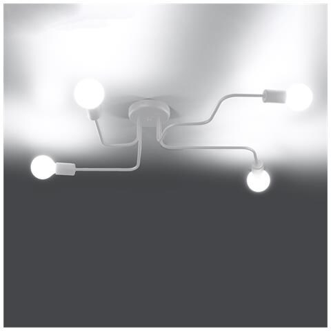 Lampadario Vector 4 Bianco Sl. 1442 - Industriale Lampade Da Soffitto Bianco 15.5x78x58 Cm - Foto 8
