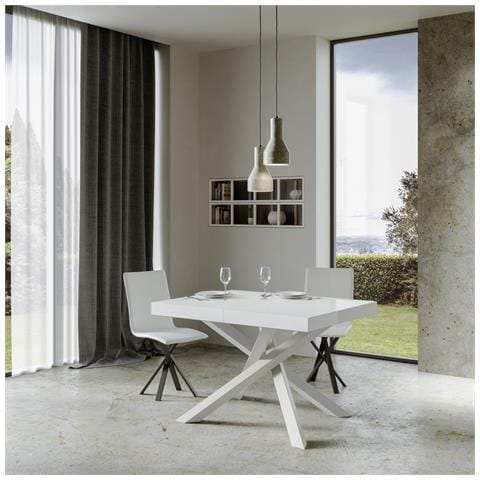Tavolo Allungabile 90x120/380 Cm Volantis Bianco Frassino Telaio Bianco - Foto 5