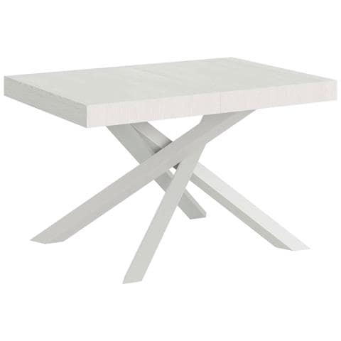 Tavolo Allungabile 90x120/380 Cm Volantis Bianco Frassino Telaio Bianco - Foto 1