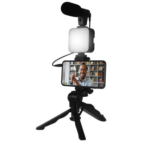 Influence Xs Kit Live Stream Con Treppiede E Microfono, Nero - Foto 1