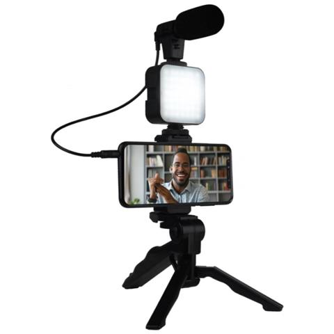 Influence Xs Kit Live Stream Con Treppiede E Microfono, Nero - Foto 2