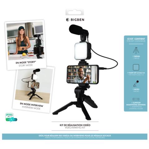 Influence Xs Kit Live Stream Con Treppiede E Microfono, Nero - Foto 4