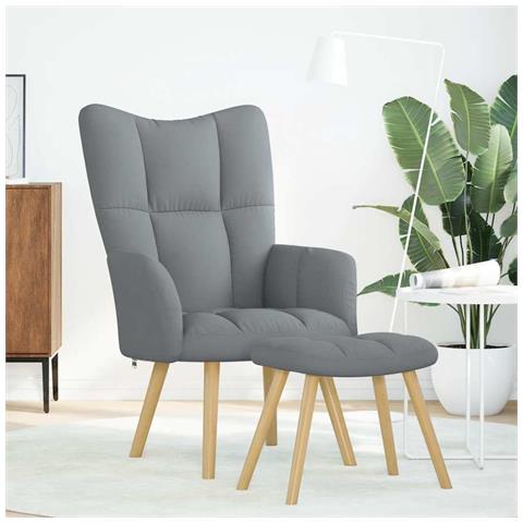 Poltrona Relax Con Poggiapiedi Grigio Chiaro In Tessuto - Foto 3