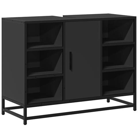 Mobile Lavabo Bagno Nero 60x30x60 Cm Legno Multistrato - Foto 2