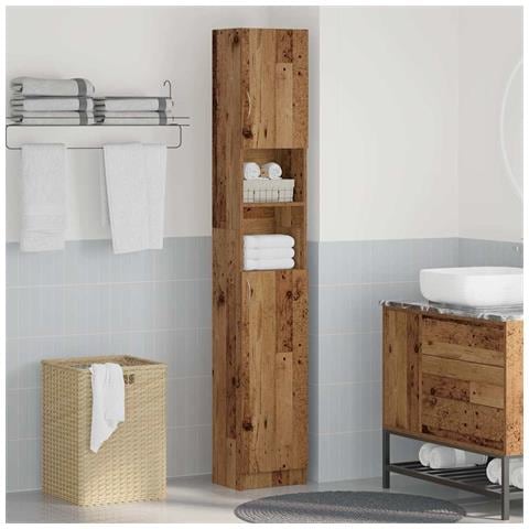 Mobile Da Bagno Legno Antico 32x25,5x190 Cm In Truciolato - Foto 3