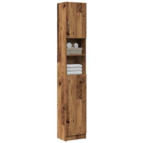 Mobile Da Bagno Legno Antico 32x25,5x190 Cm In Truciolato - Foto 1