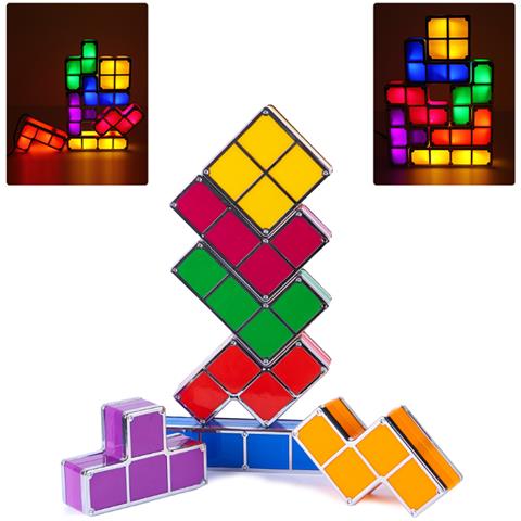 Lampada Retro Tetris Led Multicolore. Unisci I Pezzi E Si Illumineranno, Crea Forme Liberamente. - Foto 1