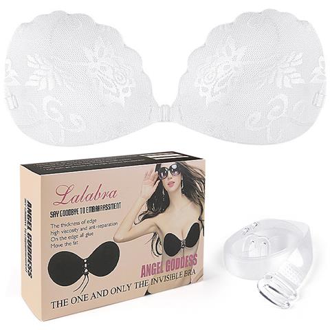 Reggiseno Invisibile Profondo A V In Pizzo E Silicone White C - Foto 2