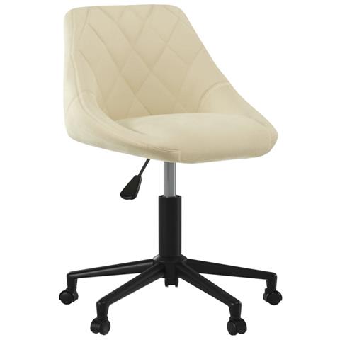 Sedia Da Pranzo Girevole Crema In Velluto - Foto 2