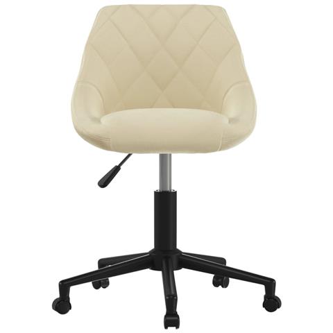 Sedia Da Pranzo Girevole Crema In Velluto - Foto 1