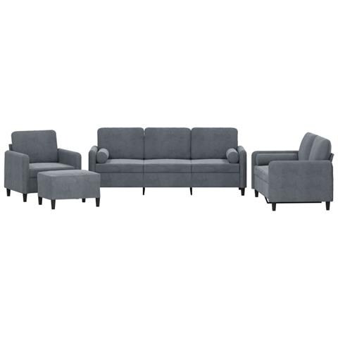 Set di Divani 4 pz con Cuscini Grigio Scuro in Velluto - Foto 1