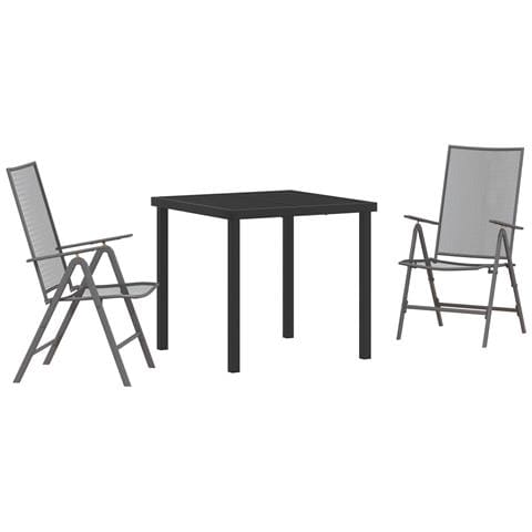 Set da pranzo da giardino 3 pezzi in acciaio antracite - Foto 1