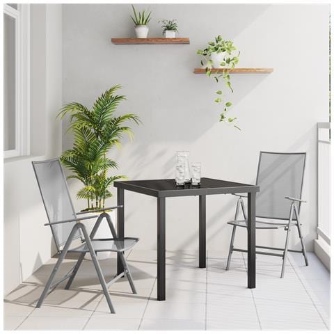 Set da pranzo da giardino 3 pezzi in acciaio antracite - Foto 2