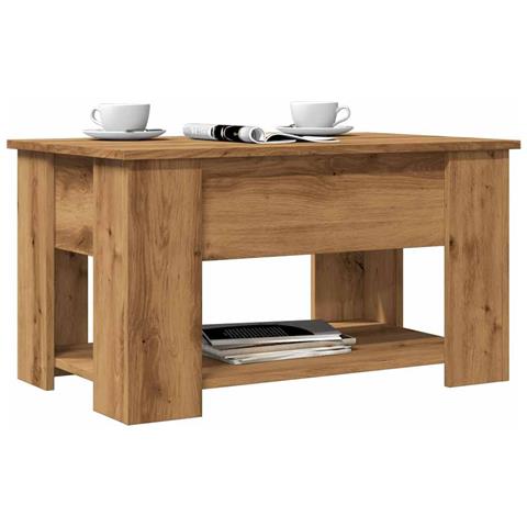 Tavolino da Salotto Rovere Artigianale 79x49x41 cm Truciolato - Foto 2