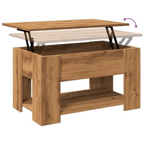 Tavolino da Salotto Rovere Artigianale 79x49x41 cm Truciolato - Foto 9