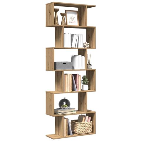 Libreria 6 Ripiani Rovere Artigianale 70x24x193 cm Truciolato - Foto 2