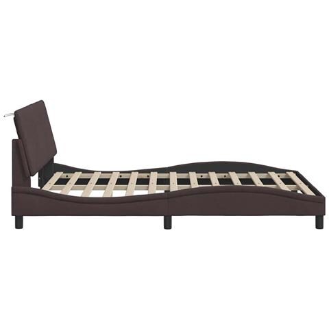 Giroletto senza Materasso Marrone Scuro 140x190 cm Tessuto - Foto 9