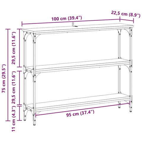 Tavolo consolle rovere artigianale 100 x 22.5 x 75 cm - Foto 9