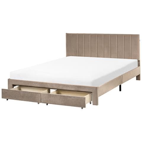 Letto Con Cassetti Contenitori Velluto Lonzac 160 X 200 Cm Tortora - Foto 2
