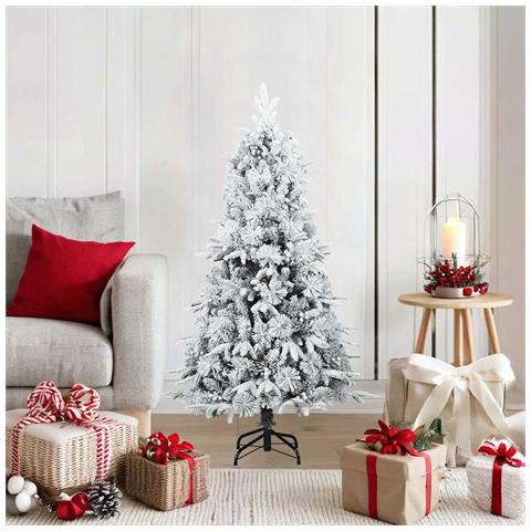 Albero di Natale Artificiale Snodato Foderato di Neve Bianco - Foto 2