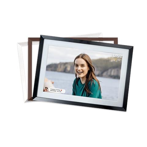Frameo cornice per foto digitali Nero, Marrone, Bianco 25,6 cm (10.1") Touch screen Wi-Fi - Foto 1