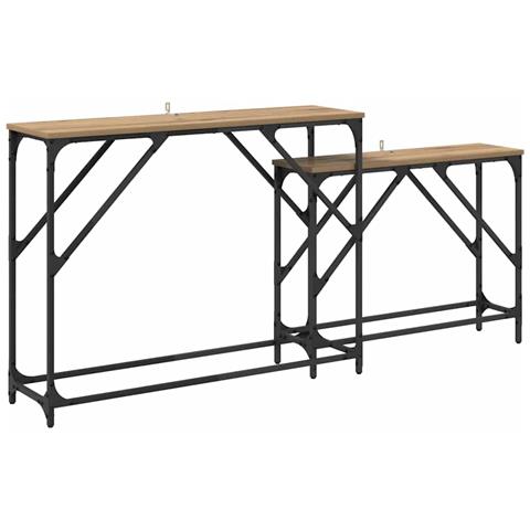 Tavolo consolle 2 pcs Rovere artigianale 100 x 28 x 75 cm - Foto 1