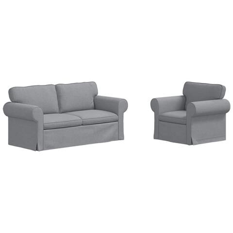 Divano 2 pcs Grigio chiaro 175 x 82 x 80 cm Tessuto - Foto 1