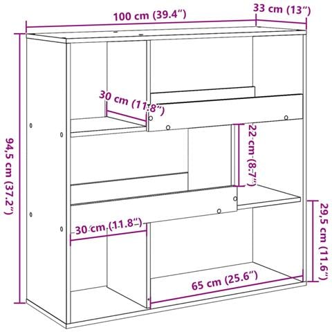 Libreria /Divisorio Legno Antico 100x33x94,5 cm - Foto 9