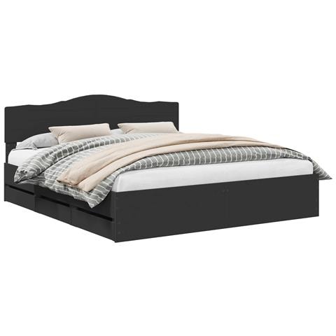 Struttura del letto Nero 200 x 200 cm Legno Ingegnerizzato - Foto 1