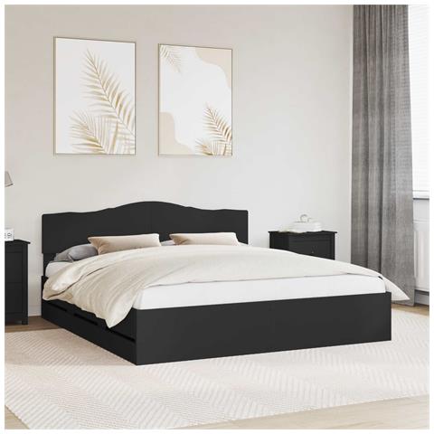 Struttura del letto Nero 200 x 200 cm Legno Ingegnerizzato - Foto 2