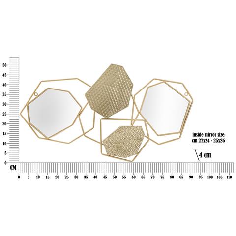 Specchio Da Parete Stone Orizzontale In Ferro Dorato Multispecchio - Foto 7