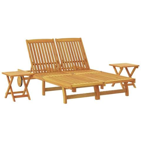 Lettino da sole Marrone Legno di Acacia Massello - Foto 1