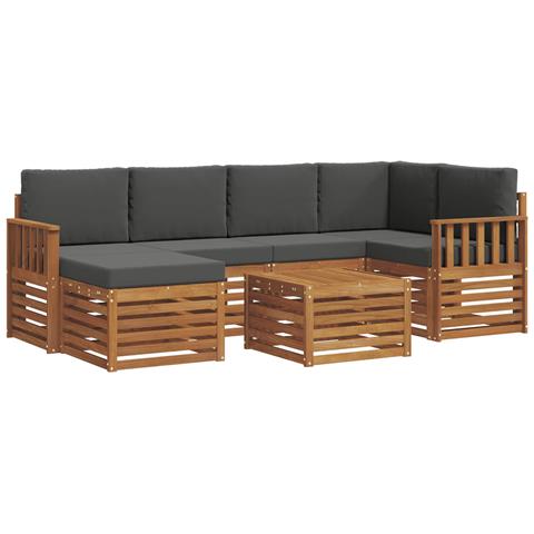 Set divani 7 pcs Naturale e Antracite Legno di Acacia Massello - Foto 1