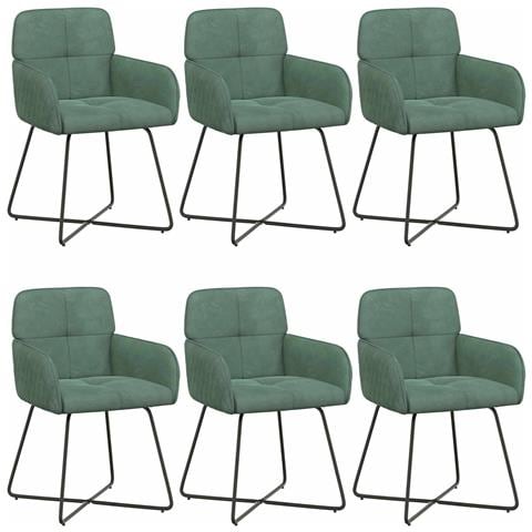 Sedie da pranzo 6 pcs Velluto (V) Verde Mare 59 x 56,5 x 86 cm - Foto 1