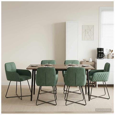 Sedie da pranzo 6 pcs Velluto (V) Verde Mare 59 x 56,5 x 86 cm - Foto 2